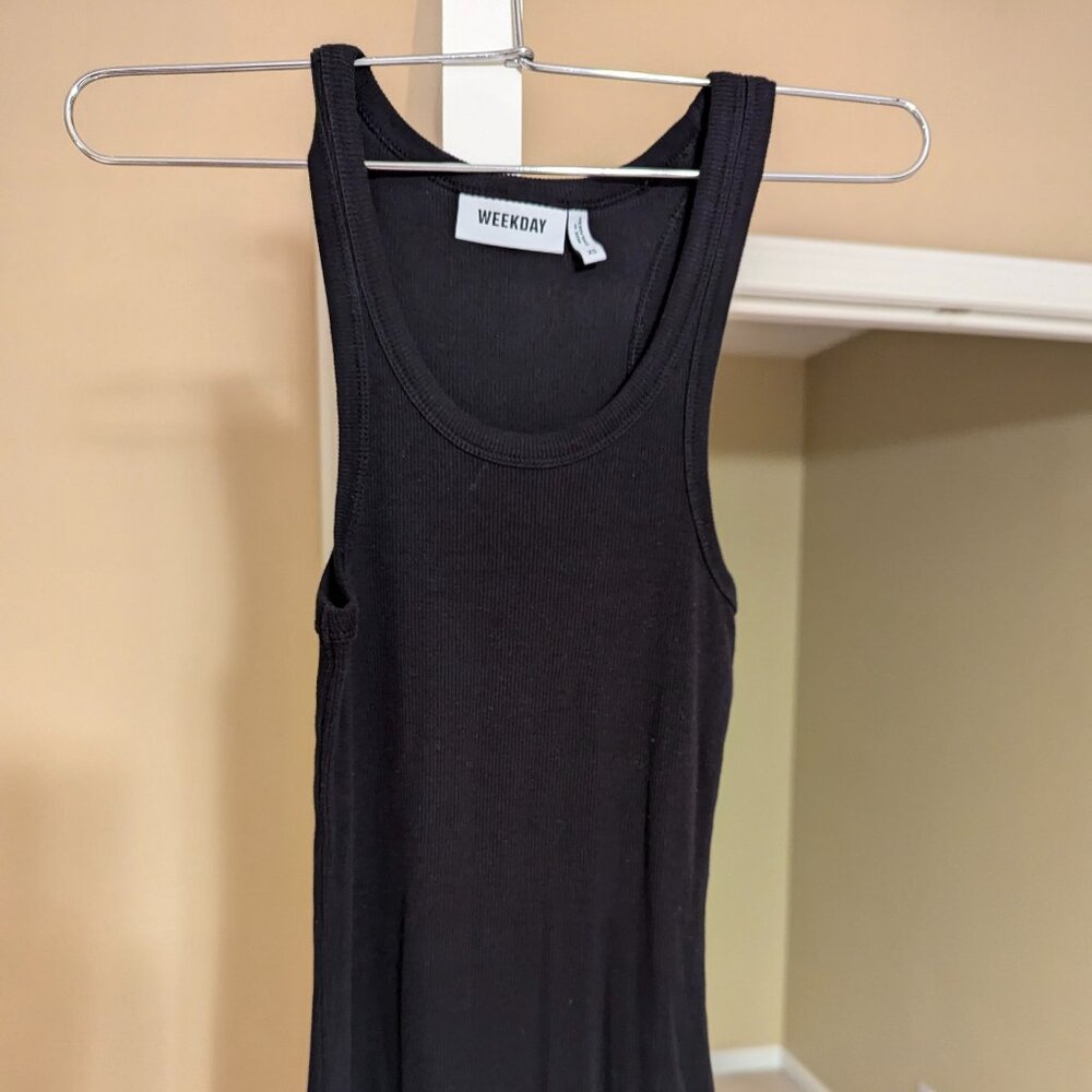Ribbed tank dress scoop neck